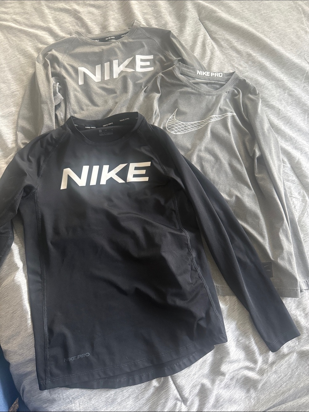 Nike Long Sleeve Dri-fit Performance Bundle- Black & 2 Grays